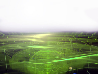 Scientific green light abstract 3d illustration of plant nature. The concept of a microcosm.