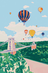Bristol Suspension Bridge Hot Air Balloons Sunny Summer Holiday - 258082298