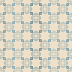 Decorative Geometric Ornament. Seamless Pattern. Vector Illustration. Tribal Ethnic Arabic, Indian, Motif. For Interior Design, Wallpaper. Blue brown color