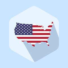 Usa flag map icon template. Flat design vector