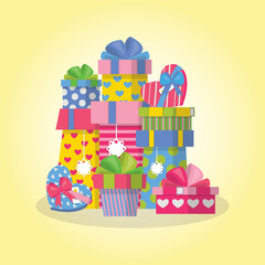 Vector gift pile design in flat style.
