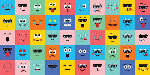 Emotions in flat, cartoon style. Vector illustration.