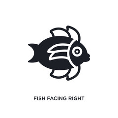fish facing right isolated icon. simple element illustration from nautical concept icons. fish facing right editable logo sign symbol design on white background. can be use for web and mobile
