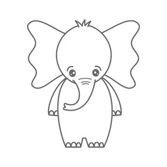 cute cartoon lovely black and white baby elephant vector illustration for coloring art