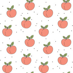 cute peaches seamless vector pattern background illustration