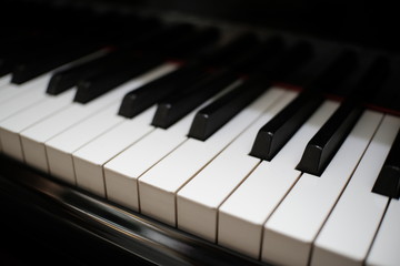 Piano keyboard background with selective focus.