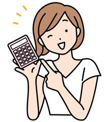 電卓を持つ女性