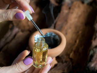 Arabian attar perfume or agarwood oil fragrances.