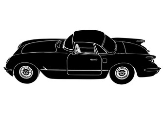 silhouette sports retro car vector