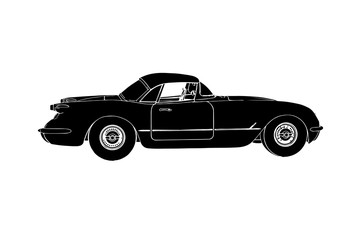 silhouette sports retro car vector