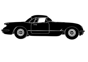 silhouette sports retro car vector