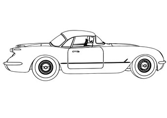 Obraz premium sketch sports retro car vector
