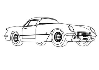 sketch sports retro car vector