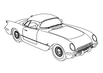 sketch sports retro car vector