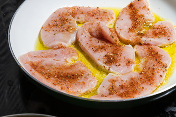Spiced cutlets frying