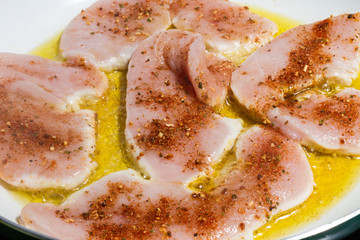 Spiced cutlets frying
