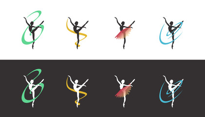 Obraz na płótnie Canvas ballet dancer silhouette with ribbons and skirts