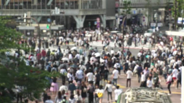 TOKYO, JAPAN - CIRCA MARCH 2019 : QR CODE look alike black and white pattern (CAN NOT SCAN THIS) to scan via smartphone.  SHIBUYA SCRAMBLE CROSSING background.