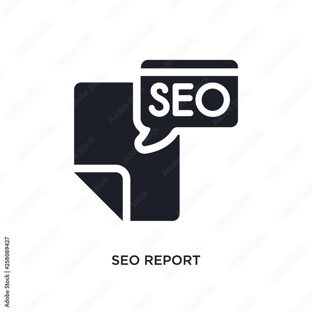 Aufkleber seo report isolated icon. simple element illustration from programming concept icons. seo report edi