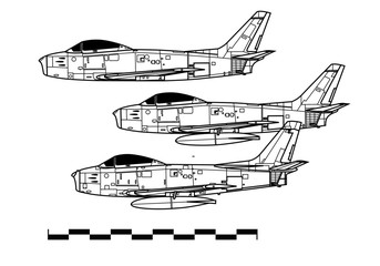 North American F-86 SABRE. Outline drawing