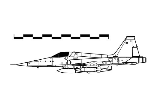 Northrop F-5A FREEDOM FIGHTER. Outline drawing
