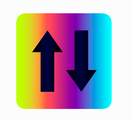 Neon vector icon with arrows guiding down and up isolated. Button layout for web site