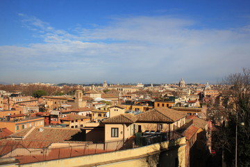 Fototapeta na wymiar Cityscape of Trastevere,Rome, Italy, a view from the Gianicolo (Janiculum) hill