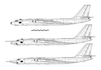 Myasishev M-4 and 3M Bison. Outline drawing