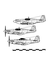 North American P-51 MUSTANG. Outline drawing