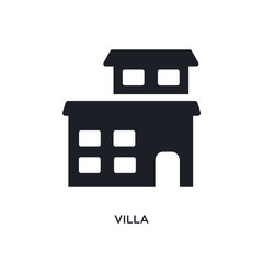 villa isolated icon. simple element illustration from real estate concept icons. villa editable logo sign symbol design on white background. can be use for web and mobile
