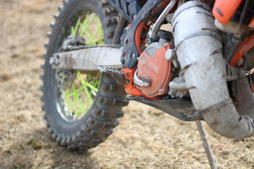 Details of a cross-country motorcycle. Motor sports. Spare parts