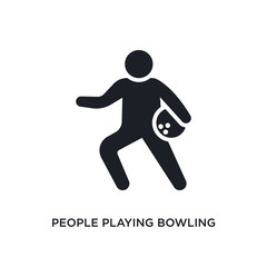 people playing bowling isolated icon. simple element illustration from recreational games concept icons. people playing bowling editable logo sign symbol design on white background. can be use for