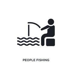 people fishing isolated icon. simple element illustration from recreational games concept icons. people fishing editable logo sign symbol design on white background. can be use for web and mobile
