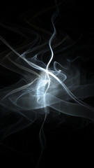 Pale blue power waves on black, abstract fractal wallpaper for cellphone