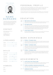 Fototapeta premium Minimalist resume cv template
