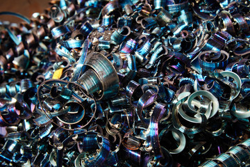 Metal chips after machining. Recyclables