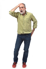 Fototapeta premium man with expression of forgetfulness or surprise on white background