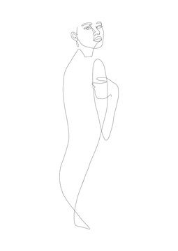 Woman hugging herself.