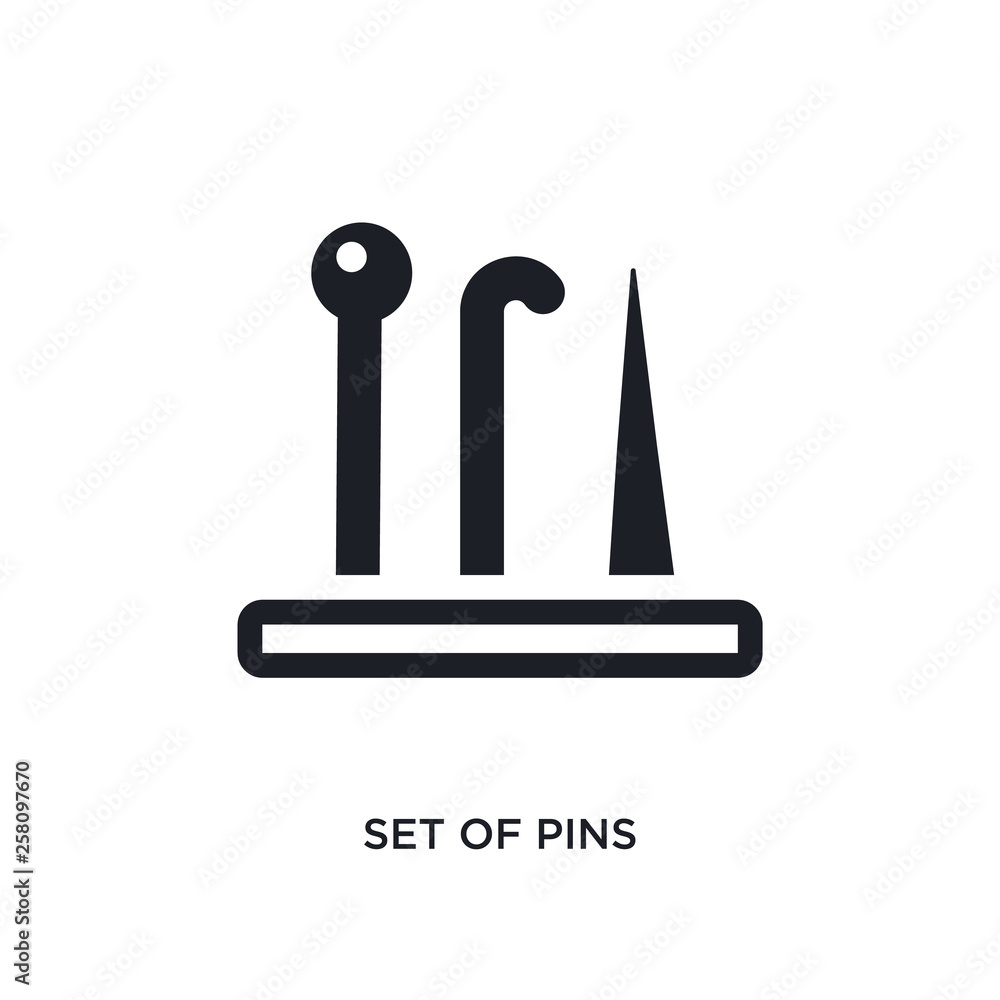 Poster set of pins isolated icon. simple element illustration from sew concept icons. set of pins editable 