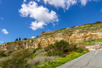 Fototapeta premium Road to Kourion ancient archaeological area. Cyprus