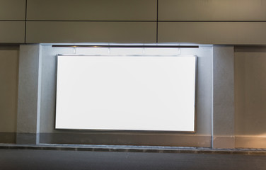 Billboard with white space night lights Blank advertising billboard