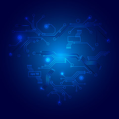 Valentines technology heart. Abstract background. Vector illustration