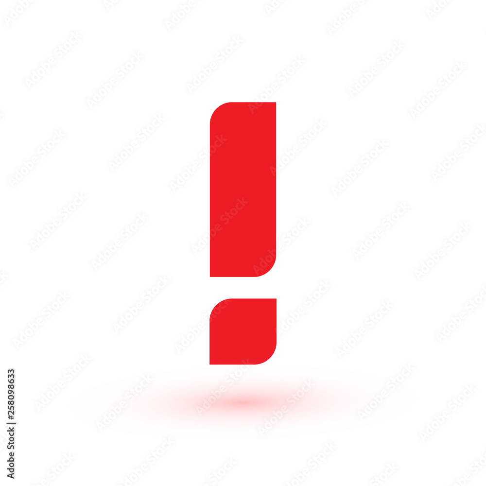 Poster Exclamation mark. Attention web message. Danger sign. Modern abstract vector icon. Flat infographic element, template for the design. Vector illustration.