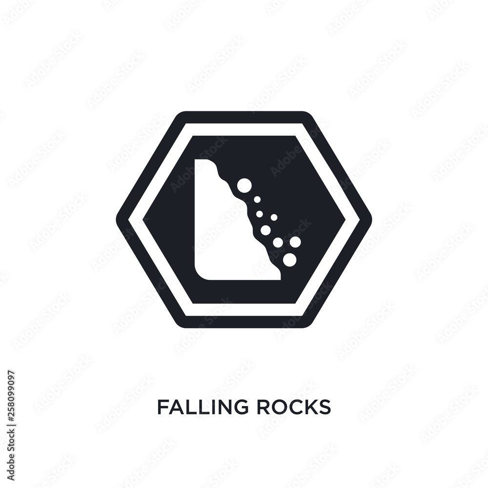 Poster falling rocks isolated icon. simple element illustration from signs concept icons. falling rocks edi