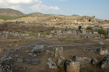 Fototapeta na wymiar Amphitheater in ancient Hierapolis, Pamukkale, Turkey.
