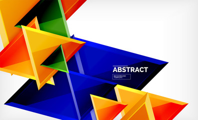Flying triangles compostion geometric background
