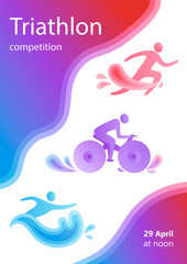 Swimming, cycling and running triathlon banner web