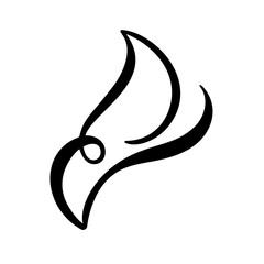 Hand drawn calligraphy logo of butterfly. Beauty cosmetic concept. Ecology vector element. Illustration eco icon design for wedding and Holiday Day, greeting card