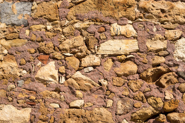 The texture of the stone wall close-up