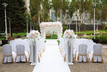 wedding ceremony decoration, beautiful fresh wedding arch